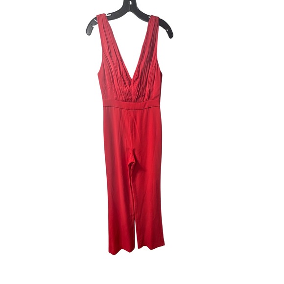 Alice + Olivia NEW Gale Crepe Jumpsuit V-Neck Sleeveless Bright Poppy Red Size 2 - Picture 4 of 11